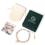 Elegant Pearl Bracelet with Gold-Tone Heart Charm