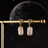 Elegant Baroque Pearl Drop Earrings with Golden Ball