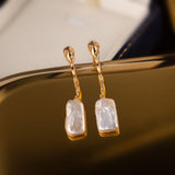 Elegant Baroque Pearl Drop Earrings with Bone