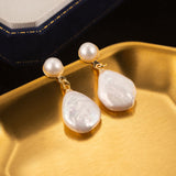 Elegant Baroque Pearl Drop Earrings with Rice Pearl