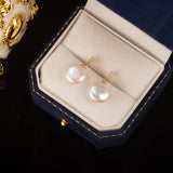 Glittering Button Pearl Earrings