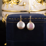 Glittering Button Pearl Earrings