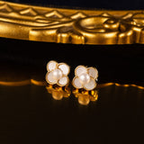 Chic Floral Pearl Stud Earrings