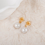 Golden Blossom Pearl Earrings