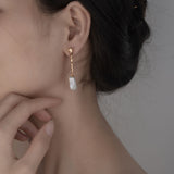 Elegant Baroque Pearl Drop Earrings with Bone