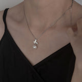 Luxurious Butterfly and Pearl Pendant Necklace