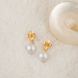 Golden Blossom Pearl Earrings