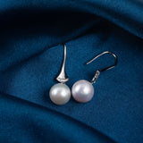 Luxurious Elegant Silver Swirl Pearl Drop Earring