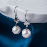 Luxurious Elegant Silver Swirl Pearl Drop Earring