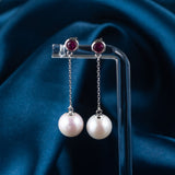 Ruby and Pearl Drop Earrings