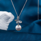 Luxurious Butterfly and Pearl Pendant Necklace